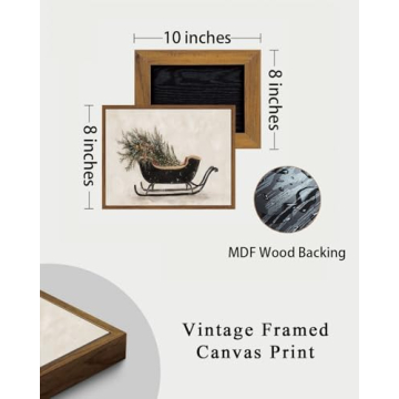 KISSFOX Vintage Christmas Sleigh Wall Art for Holiday Decor