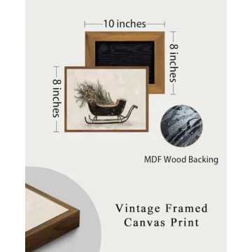 KISSFOX Vintage Christmas Sleigh Wall Art for Holiday Decor