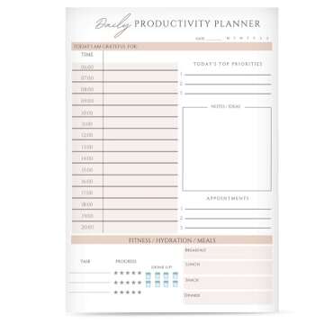 Anna Marie Collections Daily Planner Notepad, 52 Undated Tear-off Sheets, Productivity Planner Note ...