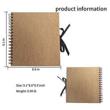 DIY Scrapbook Photo Album with Kraft Paper Cover and Adhesive Pellets for Anniversaries and Weddings