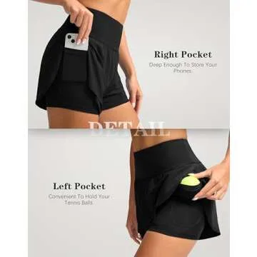 SANTINY Women's 2 in 1 Running Shorts with Pockets