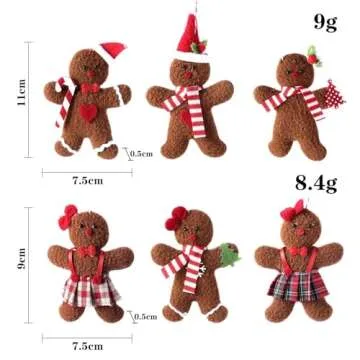 Gingerbread Man Ornaments Set for Christmas Tree Decor