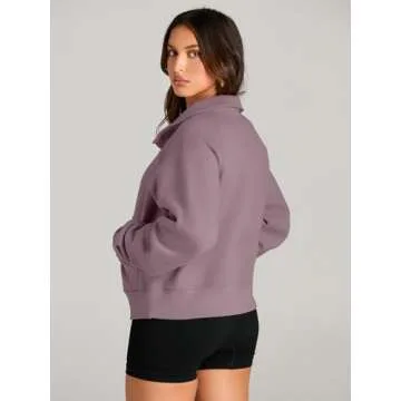 AUTOMET Women's Cozy Half Zip Cropped Sweatshirt 2025