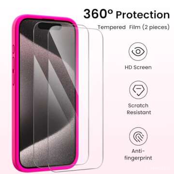 ORNARTO iPhone 15 Pro Max Case with Screen Protector
