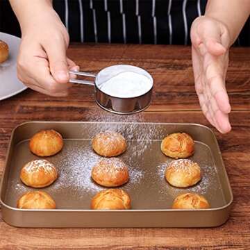 Dadamong 2-Pack Mini Flour Sifter for Baking, Flour or Powdered Sugar Shaker Duster with Handle, Sta...