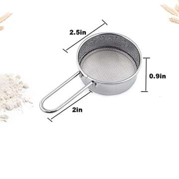 Dadamong 2-Pack Mini Flour Sifter for Baking, Flour or Powdered Sugar Shaker Duster with Handle, Stainless Steel Baking Tools Dusting Flour Sieve for Sugar, Flour, Powder and Spices