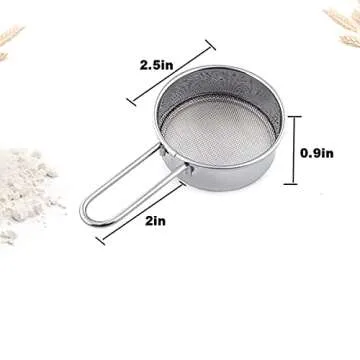 Dadamong 2-Pack Mini Flour Sifter for Baking, Flour or Powdered Sugar Shaker Duster with Handle, Stainless Steel Baking Tools Dusting Flour Sieve for Sugar, Flour, Powder and Spices