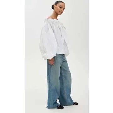 Caroline Constas Adeline Top with Puff Sleeves