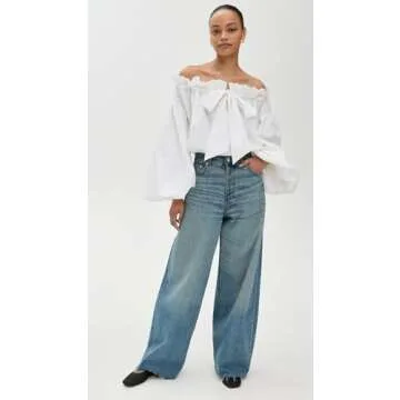 Caroline Constas Adeline Top with Puff Sleeves