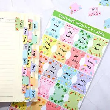 48 Pieces Adhesive Monthly Tabs Planner Stickers, 24 Month Tabs and 24 Blank Tabs Colorful Decorative Monthly Index Tab for Office School Study Planner Stickers and Accessories Journal Organization