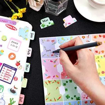 48 Pieces Adhesive Monthly Tabs Planner Stickers, 24 Month Tabs and 24 Blank Tabs Colorful Decorative Monthly Index Tab for Office School Study Planner Stickers and Accessories Journal Organization