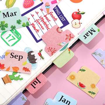 48 Pieces Adhesive Monthly Tabs Planner Stickers, 24 Month Tabs and 24 Blank Tabs Colorful Decorative Monthly Index Tab for Office School Study Planner Stickers and Accessories Journal Organization