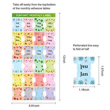 48 Pieces Adhesive Monthly Tabs Planner Stickers, 24 Month Tabs and 24 Blank Tabs Colorful Decorative Monthly Index Tab for Office School Study Planner Stickers and Accessories Journal Organization