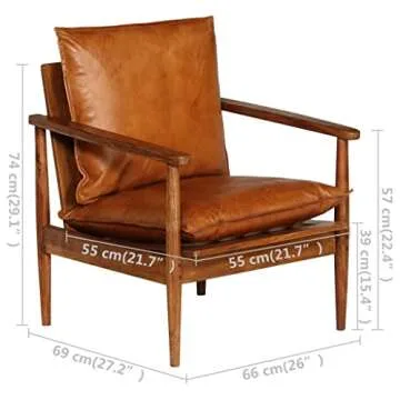 vidaXL Stylish Armchair in Brown Leather and Wood