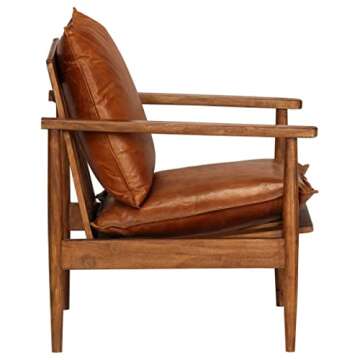 vidaXL Stylish Armchair in Brown Leather and Wood