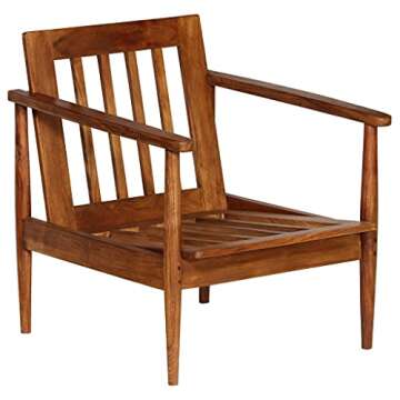 vidaXL Stylish Armchair in Brown Leather and Wood