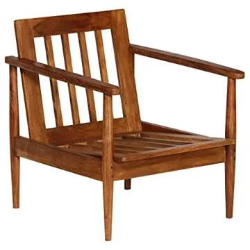 vidaXL Stylish Armchair in Brown Leather and Wood