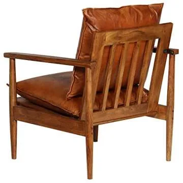 vidaXL Stylish Armchair in Brown Leather and Wood