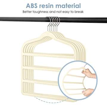 Velvet Hangers Space Saving Non Slip Pant Velvet Hangers, DUDUCOFU 4 Pack Beige Velvet Hangers Multi Layer Clothes Hangers Closet Organizer for Pants Trousers Scarf