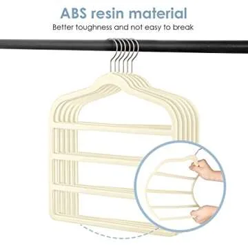 Velvet Hangers Space Saving Non Slip Pant Velvet Hangers, DUDUCOFU 4 Pack Beige Velvet Hangers Multi Layer Clothes Hangers Closet Organizer for Pants Trousers Scarf