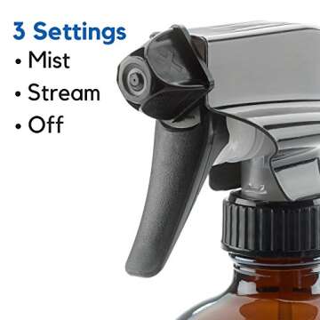 4 pack of 16oz Empty Amber Dark Brown Glass Spray Bottles w/Labels, Caps, and Funnel - Mist & Stream Trigger Sprayer - BPA Free - Boston Round Heavy Duty Bottle - For Essential Oils, Cleaning, Kitchen, Hair