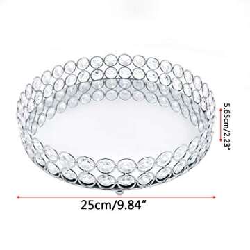 VoiceFly Crystal Cosmetic Makeup Vanity Tray, Jewelry Organizer Tray Mirrored Decorative Tray for Pe...