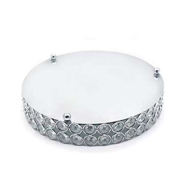 VoiceFly Crystal Cosmetic Makeup Vanity Tray, Jewelry Organizer Tray Mirrored Decorative Tray for Perfume, Trinket, Skin Care, Makeup Display Dresser Home Decor(Silver)