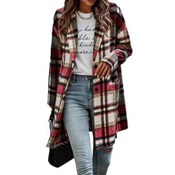 PRETTYGARDEN Women's 2024 Plaid Shacket Jacket - Cozy and Chic for Winter