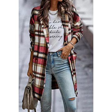 PRETTYGARDEN Women's Plaid Shacket Jacket - Stylish & Warm