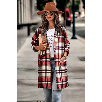 PRETTYGARDEN Women's Plaid Shacket Jacket - Stylish & Warm