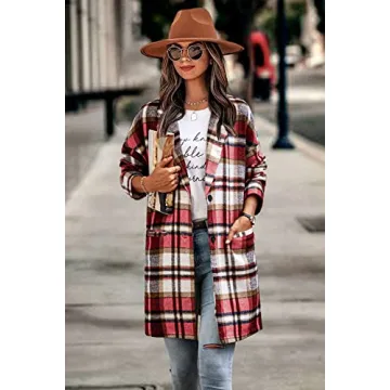 PRETTYGARDEN Women's Plaid Shacket Jacket - Stylish & Warm