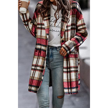 PRETTYGARDEN Women's Plaid Shacket Jacket - Stylish & Warm
