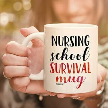 Nursing School Survival Mug - 11oz Cup for Registered RN Nurse Practitioner, Graduation, Hospital As...