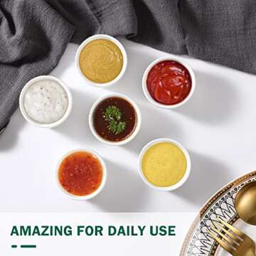 Mini Ramekins 1.5 oz, Vidalenta Dipping Sauce Cups, Tiny Ramekins Dip Bowl Porcelain Souffle Dish Se...