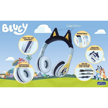 Bluey Bluetooth Headphones - Safe & Foldable for Kids