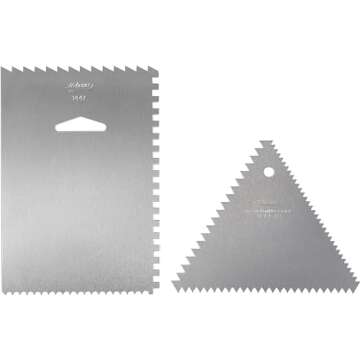 Ateco Decorating Comb & Icing Smoother, 4 Sided Baking Supplies, 6 x 3.75, Silver