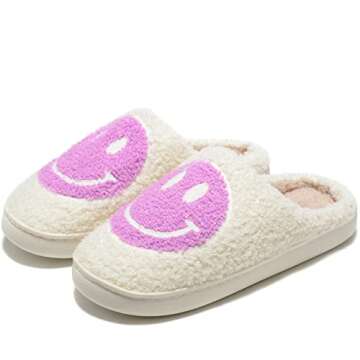 Cozy Retro Fuzzy Slippers for Men & Women - Non-slip & Warm