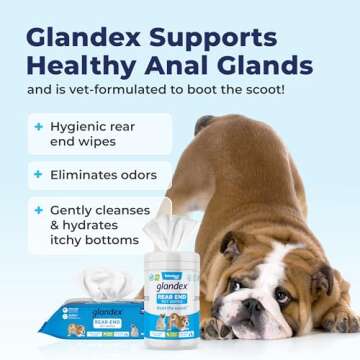 Vetnique Labs Glandex Dog Wipes for Pets Cleansing & Deodorizing Anal Gland Hygienic Dog & Cat Wipes with Vitamin E, Skin Conditioners and Aloe (75ct)