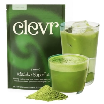 Clevr Blends Organic Matcha Green Tea Latte Superfood Blend with Oat Milk and Adaptogens
