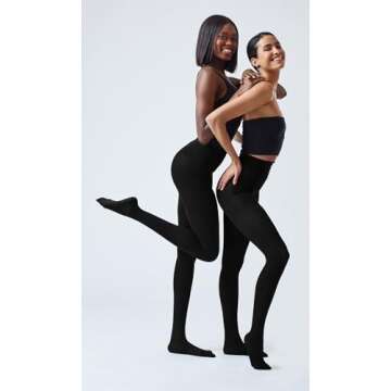 Hue Women's Super Opaque Tights with Control Top, Black, 3