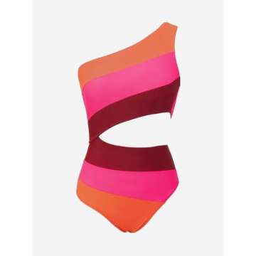 CUPSHE Women's One Piece Swimsuit One Shoulder Bathing Suit Cutout Color Block Swimwear XS