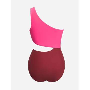 CUPSHE Women's One Piece Swimsuit One Shoulder Bathing Suit Cutout Color Block Swimwear XS