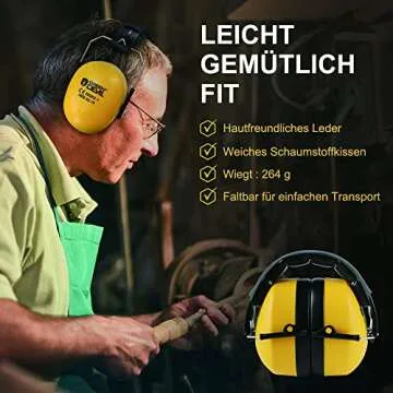 GREEN DEVIL Hearing Protection Noise Cancelling Ear Muffs - NRR 28dB for Construction, Woodwork, Sho...