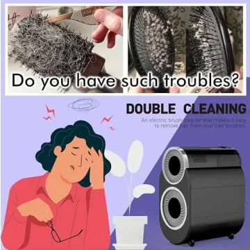 STYLANCE Automatic Hair Brush Cleaning Tool, Fast Electric Hair Round Brush Cleaner, Professional Cleans Brushes, Remover for Removing Hair Dust, Home & Salon Use, Black