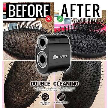 STYLANCE Automatic Hair Brush Cleaning Tool, Fast Electric Hair Round Brush Cleaner, Professional Cleans Brushes, Remover for Removing Hair Dust, Home & Salon Use, Black