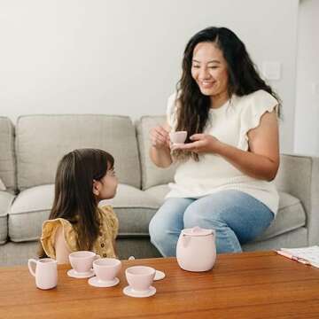 ForeverElla 12Pcs Silicone Tea Party Set for Little Girls - Pretend Play Eco-Friendly, BPA Free Kids...