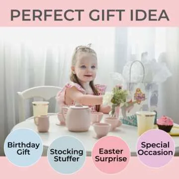 ForeverElla 12Pcs Silicone Tea Party Set for Little Girls - Pretend Play Eco-Friendly, BPA Free Kids Tea Set - Dishwasher Safe Tea Set for Toddlers - Won't Break Like Plastic or Porcelain Toys