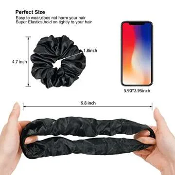 16 Scrunchies for Women - Satin Hair Ties and Bands, Big Ponytail Holders for Thick, Curly Hair, Cute No-Crease Pony Tails, No Damage