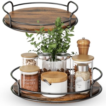 LAMU 2-Pack Wooden Lazy Susan Organizer - Space-Saving Kitchen & Pantry Solution