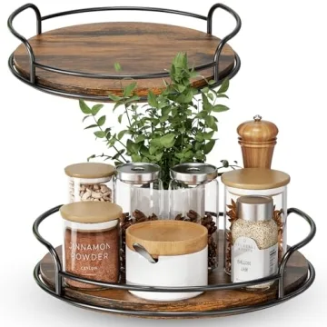 LAMU 2-Pack Wooden Lazy Susan Organizer - Space-Saving Kitchen & Pantry Solution